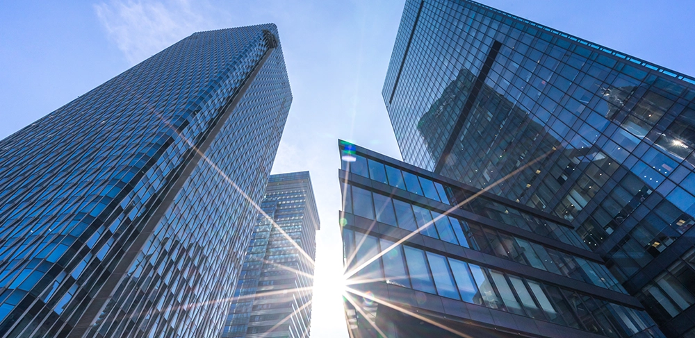 up view of modern office building