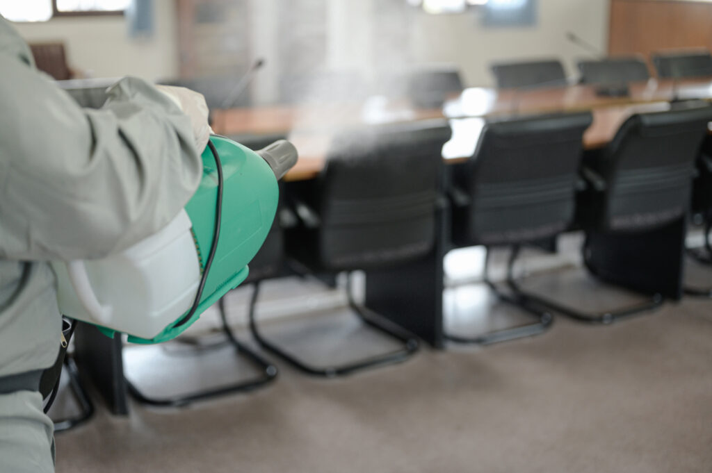 Disinfecting of office to prevent COVID-19 spread